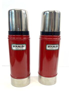 Red Stanley Classic Vacuum Bottles (2), 16 oz, stainless steel, insulated